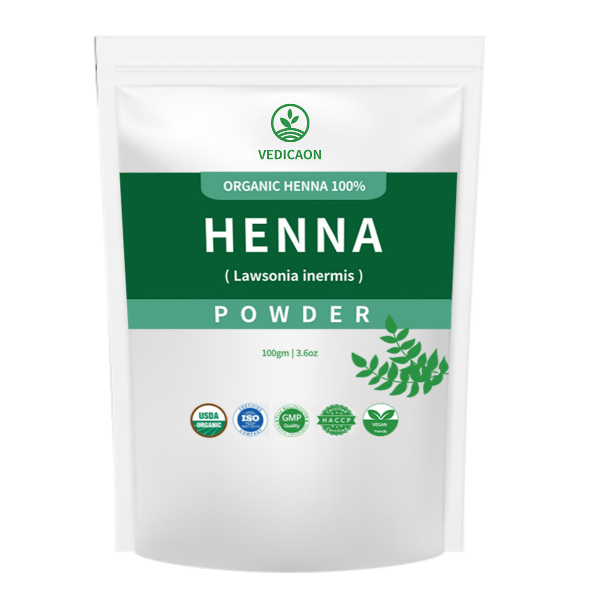 Vedicaon Natural Organic 100% Herbal Henna Powder for Natural Hair Coloring, Lawsonia inermis, Protects hair from Damage - 100gm